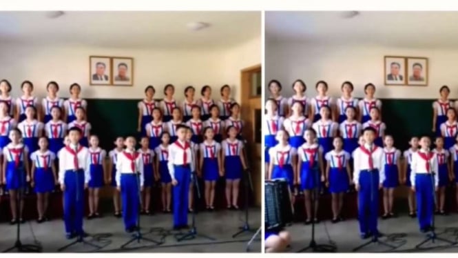 Viral, Anak Sekolah Korea Utara Terekam Sedang Nyanyi Lagu Halo-halo Bandung