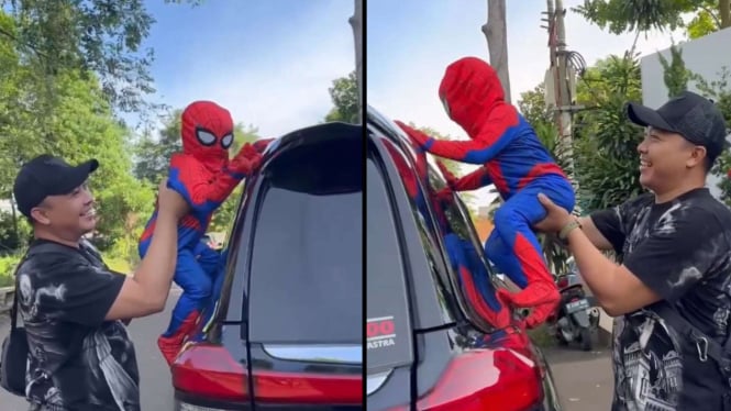 Aksi Lucu Cipung Memakai Kostum Spiderman Bikin Netizen Gemas