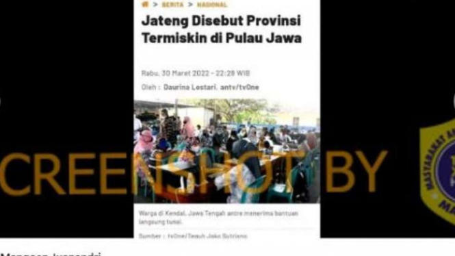 Cek Fakta: Artikel VIVA ‘Jateng Provinsi Termiskin di Jawa’
