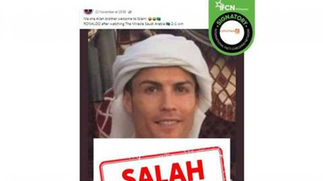 Cek Fakta: Cristiano Ronaldo Masuk Islam di Piala Dunia 2022 Qatar