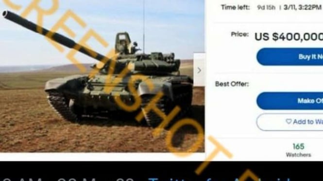 Cek Fakta: Ukraina Menjual Tank Bekas Rusia di Situs Ebay