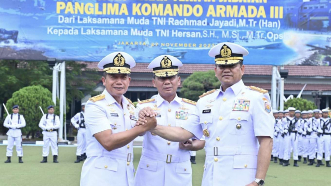 Pangkoarmada RI Lantik Mantan Ajudan Jokowi Laksda TNI Hersan Jadi Panglima Koarmada III