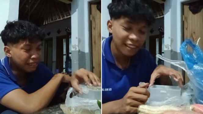 Viral, Pria Ini Nekat Makan Nasi Basi Pemberian Sang Ibu Sambil Nangis