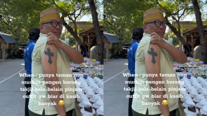 Viral Umat Nonis Nyamar Pake Sarung dan Kopiah Demi War Takjil, Netizen: Cocok Jadi Pak Haji