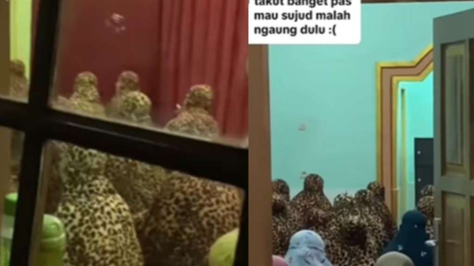 Viral Video Ibu-ibu Tarawih Pakai Mukena Seragam Motif Macan Tutul Bikin Geleng Kepala
