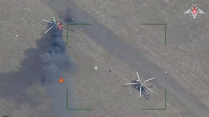 ‘Habis Bensin’ Sepasang Helikopter Militer Ukraina Hancur Digasak Rudal Rusia