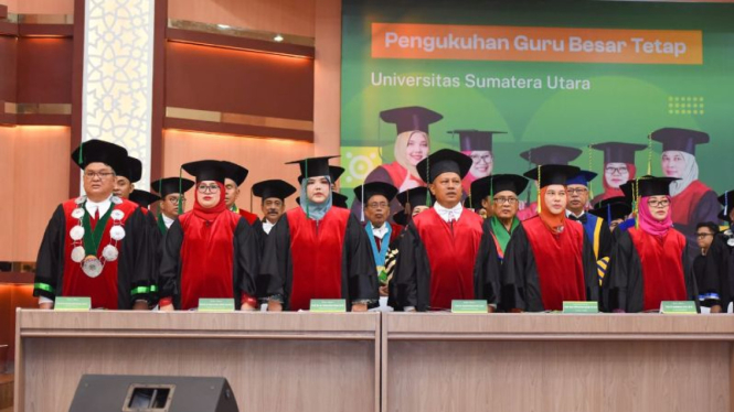 Pengukuhan 5 Guru Besar Tetap, Rektor Muryanto: Percepatan Transformasi di USU 