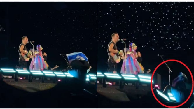 Penonton Konser Coldplay Bawa Bendera Israel Jatuh dari Panggung, Netizen: Kasian Lampunya