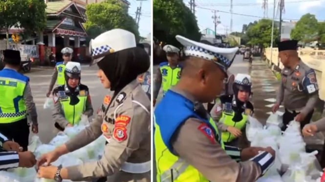 Polisi Bagi Takjil Gratis Tapi Tak Ada Pengendara Melintas, Netizen: Anda Berkumpul, Kami Putar Arah