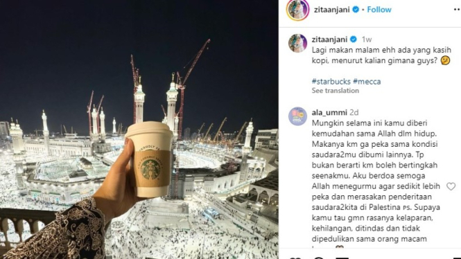 Zita Anjani Pamer Starbucks di Mekkah, Netizen Ramai Berkomentar!