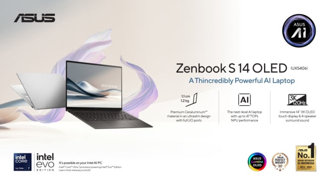 ASUS Zenbook S 14 OLED: Laptop Tipis dengan Teknologi AI, Cocok untuk Pekerja Profesional!